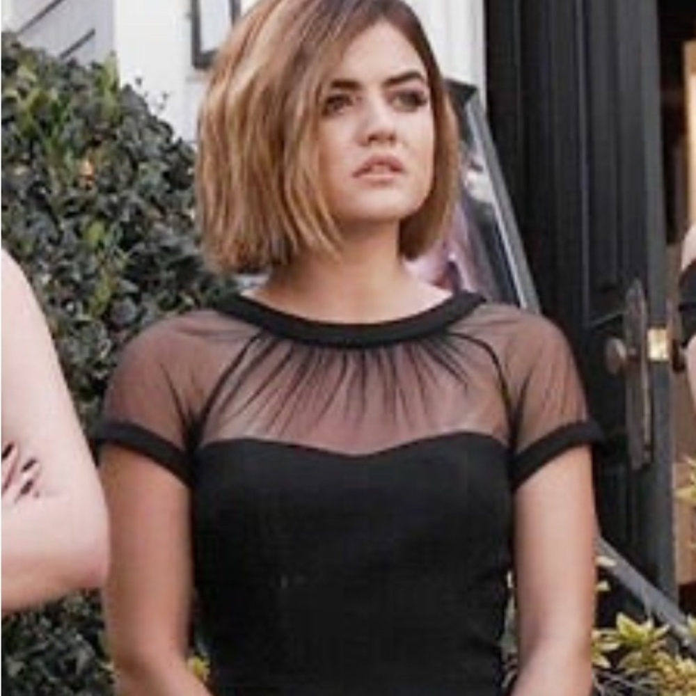 Black Sheer neckline sweetheart Dress aria montgomery in pretty little liars